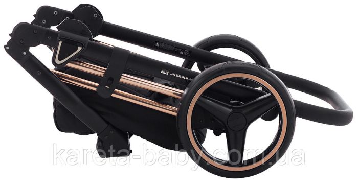 Коляска 2 в 1 Adamex Mimi Polar (Pink Gold) BR604 черный (люрикс) - медный (принт) кожа (выдавленная точка)