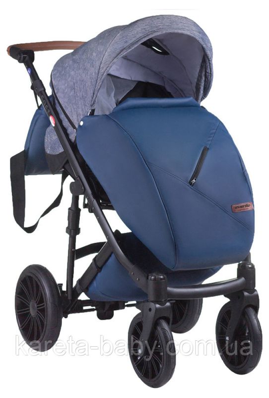 Коляска 2 в 1 Everflo Soft джинс-шкіра S-24 графіт джинс (з синім відливом) - темно-синя шкіра