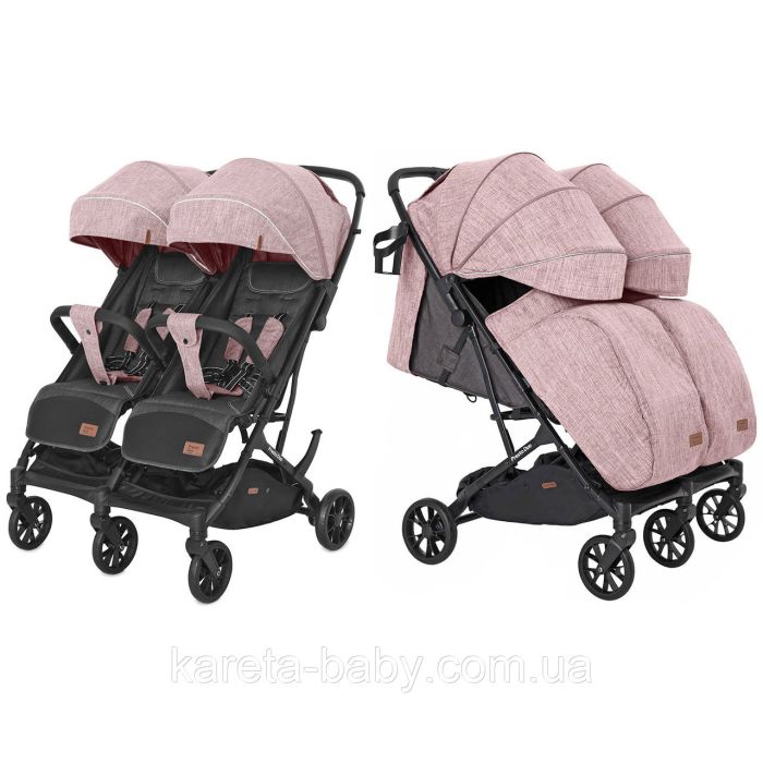 Коляска прогулочная для двойни CARRELLO Presto Duo CRL-5506 Cherry Pink +дождевик