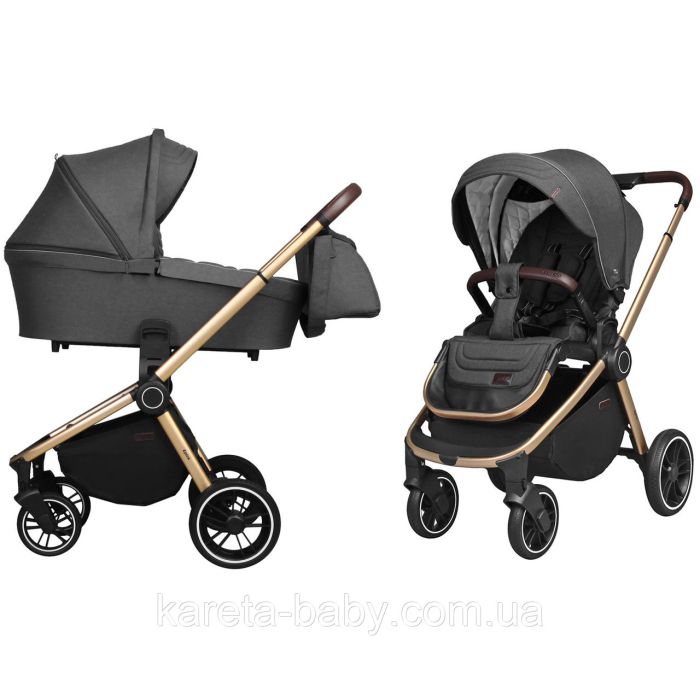 Коляска 2 в 1 CARRELLO Epica CRL-8510 Iron Grey + дощовик золота (бронзова) рама