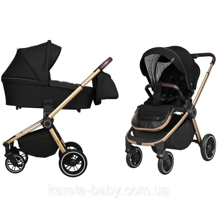 Коляска 2 в 1 CARRELLO Epica CRL-8510 Space Black +дождевик золотая (бронзовая) рама
