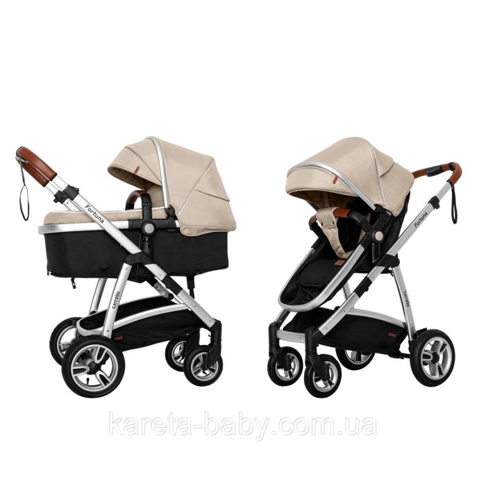 Коляска 2 в 1 CARRELLO Fortuna CRL-9001/1 Peanut Beige матрасом +дождевик L /1/