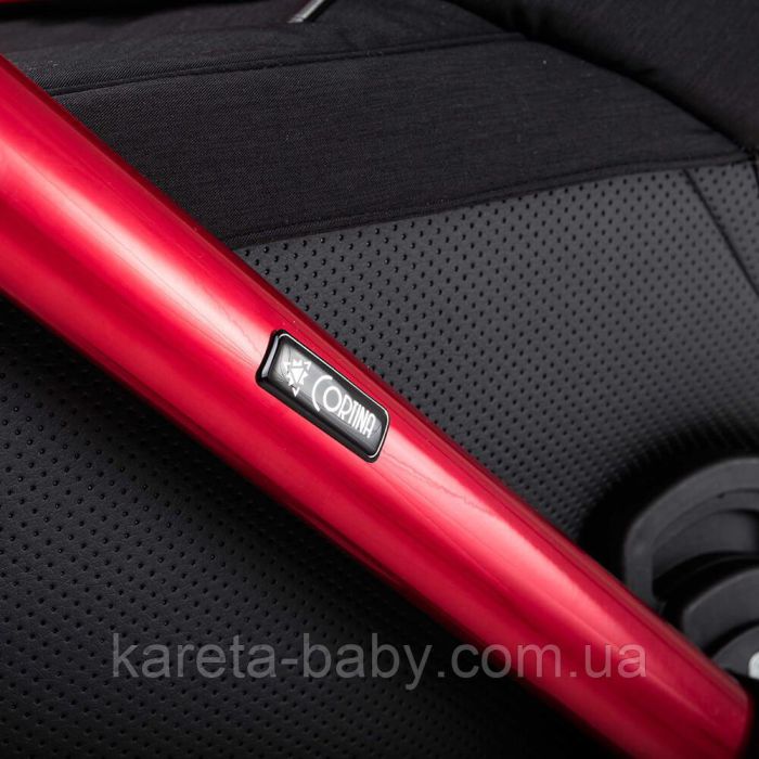 Коляска 2 в 1 Adamex Cortina CT-403 чорна+червона рама