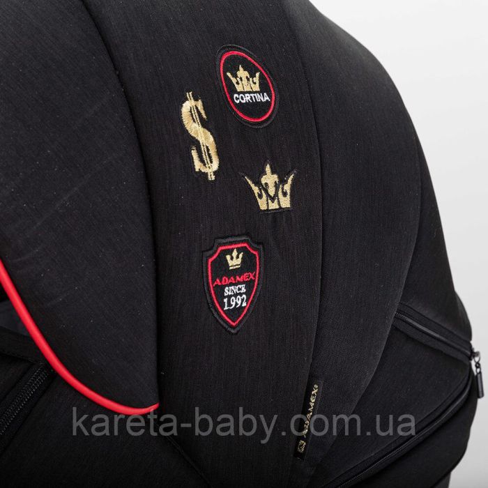 Коляска 2 в 1 Adamex Cortina CT-403 чорна+червона рама