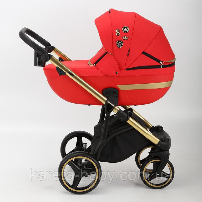 Коляска 2 в 1 Adamex Cortina CT-473 красный+золотая рама
