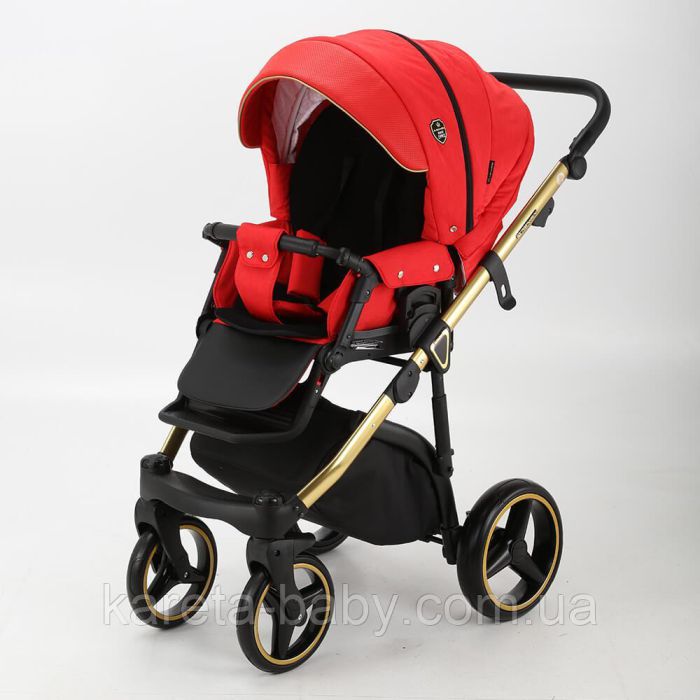 Коляска 2 в 1 Adamex Cortina CT-473 красный+золотая рама