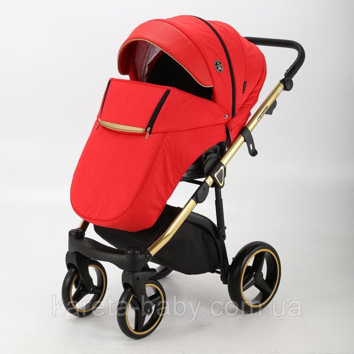 Коляска 2 в 1 Adamex Cortina CT-473 красный+золотая рама
