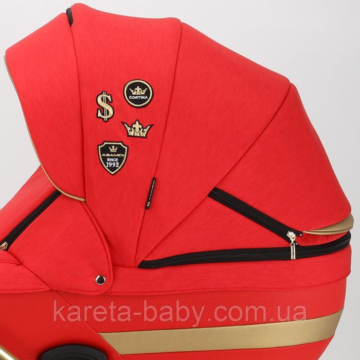Коляска 2 в 1 Adamex Cortina CT-473 красный+золотая рама