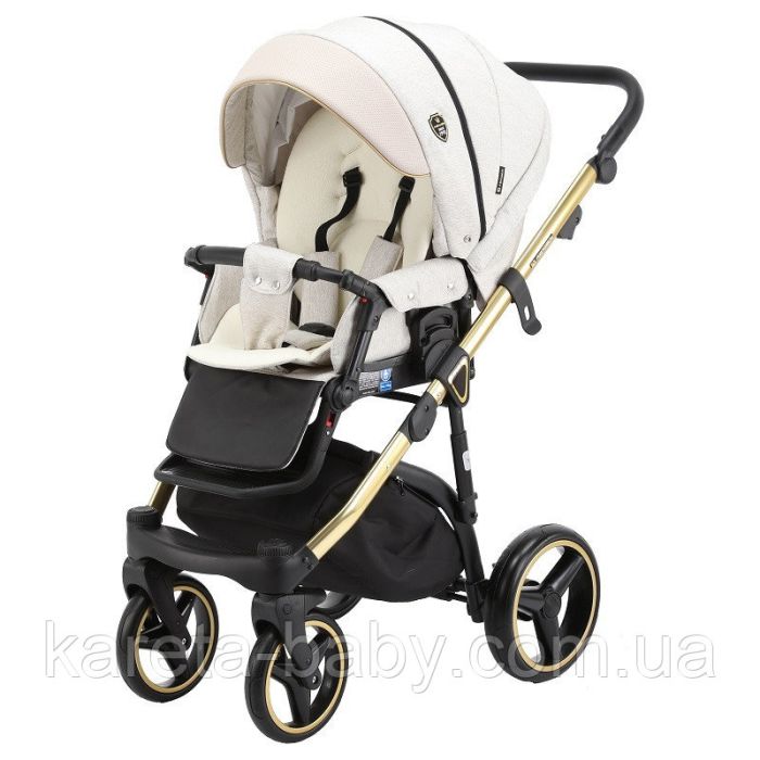 Коляска 2 в 1 Adamex Cortina CT-476 бежевый+золотая рама