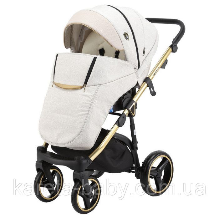 Коляска 2 в 1 Adamex Cortina CT-476 бежевый+золотая рама