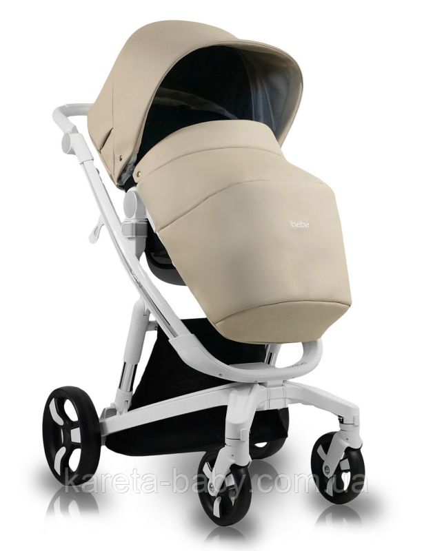 Коляска 2 в 1 iBebe istop 16 бежева екошкіра (біла рама)