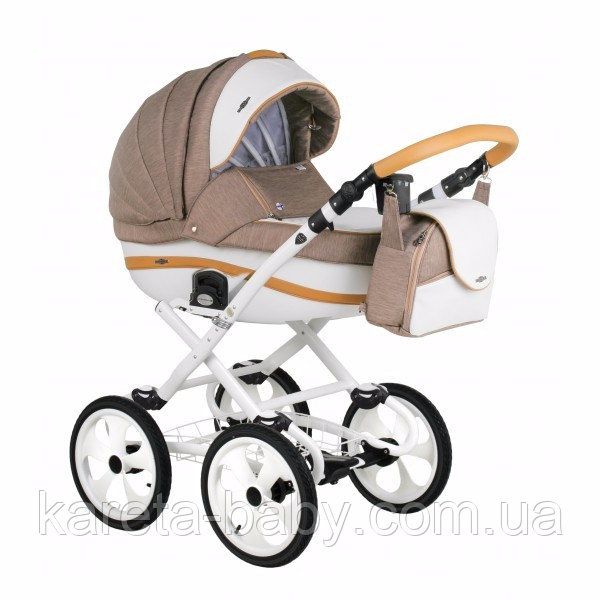 Коляска 2 в 1 Adamex Marcello R3 (білий+коричневий)