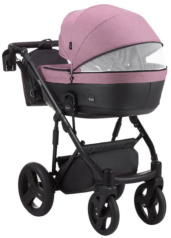 Коляска 2 в 1 Bair Play Plus Soft BPS-948 бузковий - чорний (шкіра)