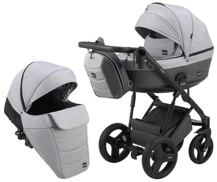 Коляска 2 в 1 Bair Play Plus Soft BPS-218 сірий - графіт (шкіра)