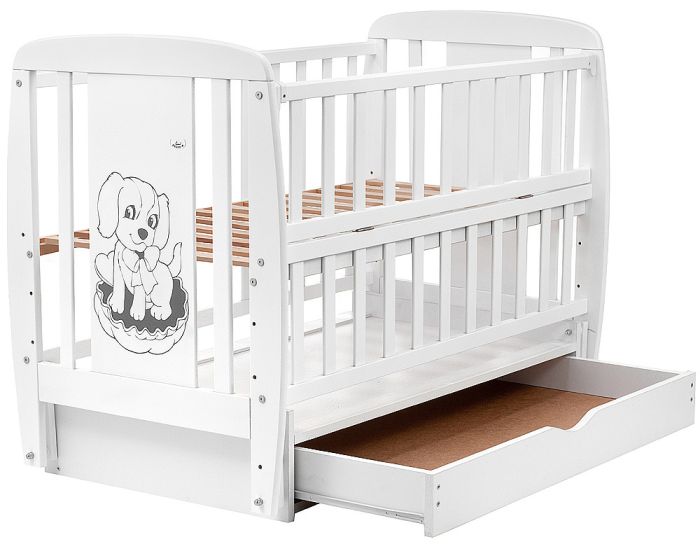 Ліжко Babyroom Собачка маятник, ящик, відкидний бік DSMYO-3 бук білий