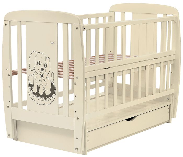 Ліжко Babyroom Собачка маятник, ящик, відкидний бік DSMYO-3 бук слонова кістка