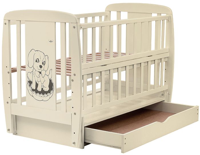 Ліжко Babyroom Собачка маятник, ящик, відкидний бік DSMYO-3 бук слонова кістка