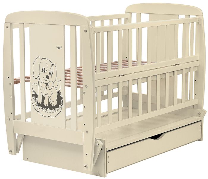 Ліжко Babyroom Собачка маятник, ящик, відкидний бік DSMYO-3 бук слонова кістка