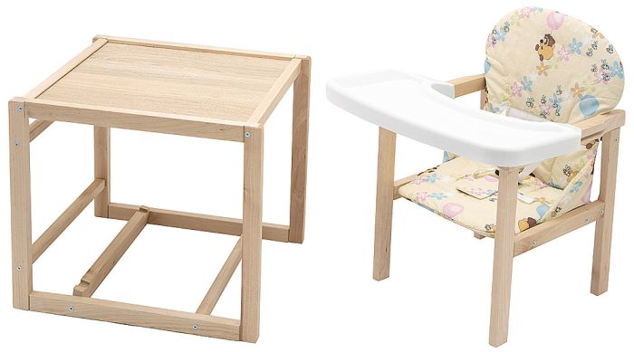 Стульчик- трансформер Babyroom Пони-230 eko без лака пластиковая столешница  желтый (винни пух)