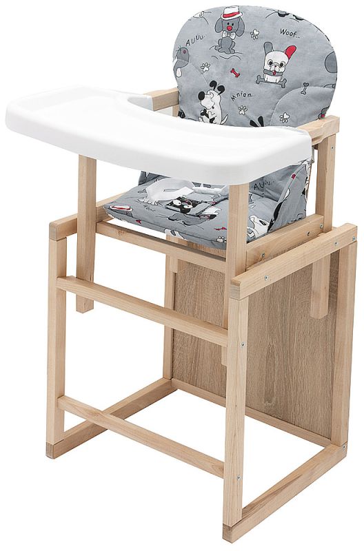 Стульчик- трансформер Babyroom Пони-230 eko без лака пластиковая столешница  серый (собачки)