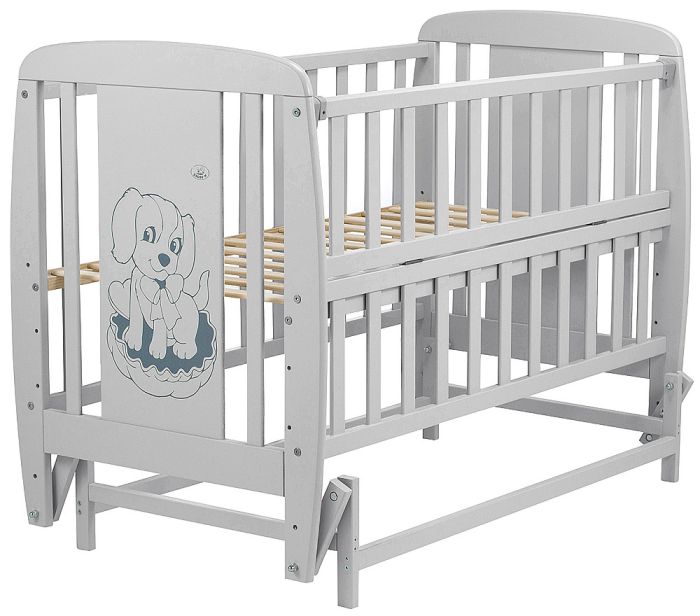 Кровать Babyroom Собачка маятник, откидной бок DSMO-02  бук серый