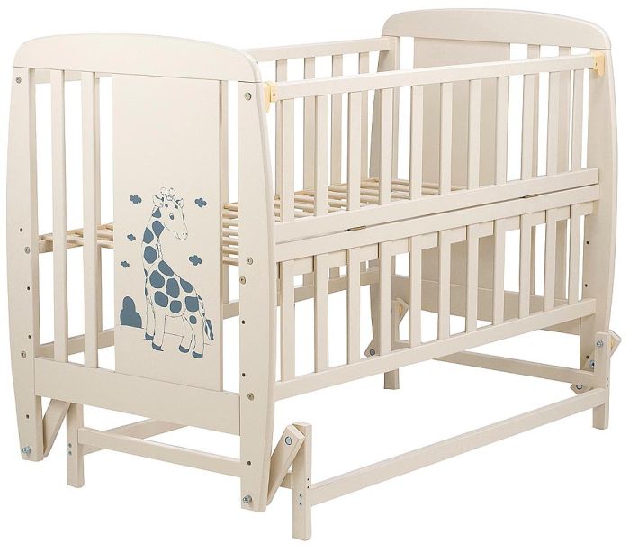 Кровать Babyroom Жирафик маятник, откидной бок DJMO-02  бук слоновая кость