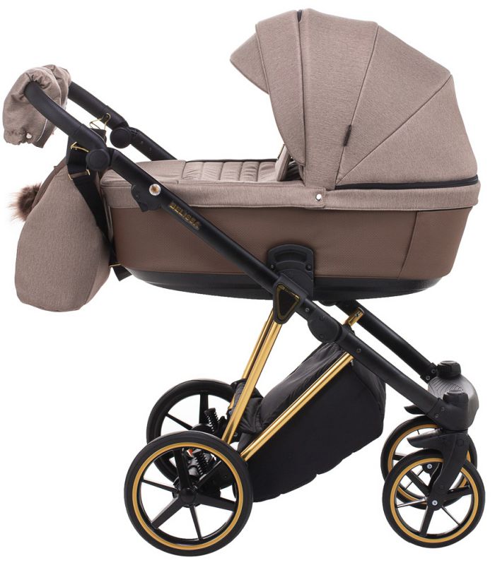 Коляска 2 в 1 Adamex Belissa Special Edidion (Gold) PS-526 коричневий - коричнева шкіра (перфорація)