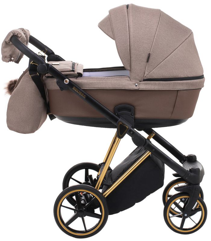 Коляска 2 в 1 Adamex Belissa Special Edidion (Gold) PS-526 коричневий - коричнева шкіра (перфорація)