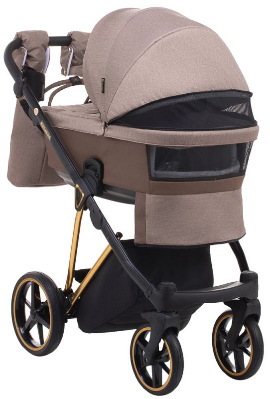 Коляска 2 в 1 Adamex Belissa Special Edidion (Gold) PS-526 коричневий - коричнева шкіра (перфорація)