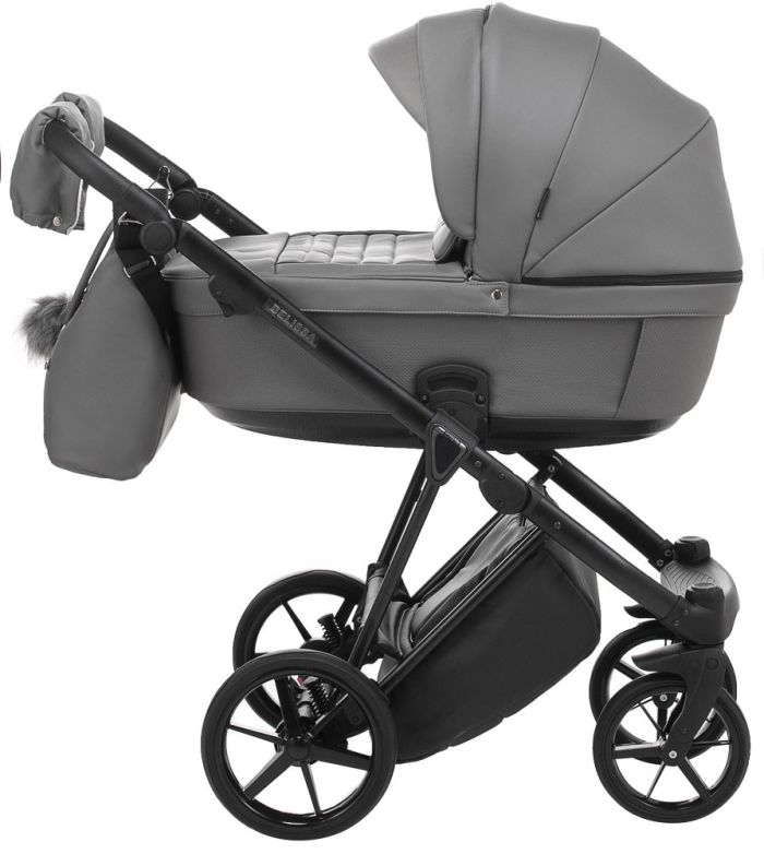 Коляска 2 в 1 Adamex Belissa ECO кожа 100% SA-4 темно-серый