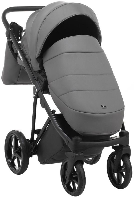 Коляска 2 в 1 Adamex Belissa ECO кожа 100% SA-4 темно-серый