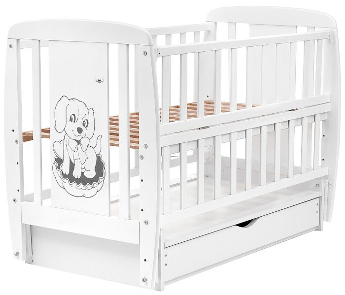 Ліжко Babyroom Собачка маятник, ящик, відкидний бік DSMYO-3 бук білий