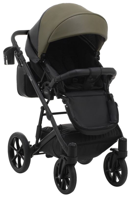 Коляска 2 в 1 Bair Kiwi шкіра 100% BK-11/15 хакі - чорний