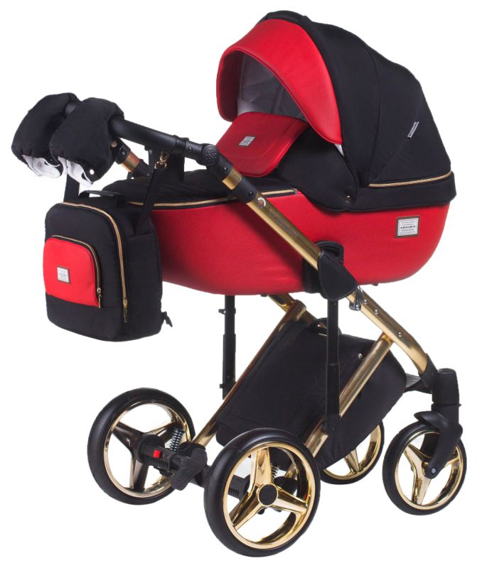 Коляска 2 в 1 Adamex Luciano Polar (Gold) Y804 красный (кожа) - черный