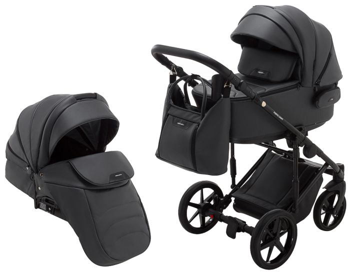 Коляска 2 в 1 Adamex Porto Light ECO кожа 100% SA-5 графит
