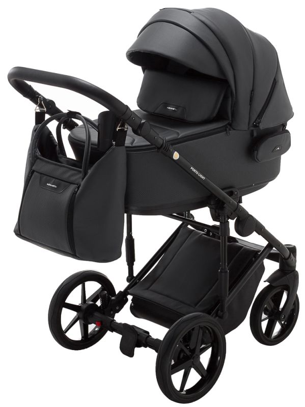 Коляска 2 в 1 Adamex Porto Light ECO кожа 100% SA-5 графит