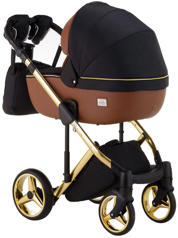 Коляска 2 в 1 Adamex Luciano Polar (Gold) Y800 коричневий (шкіра) - чорний