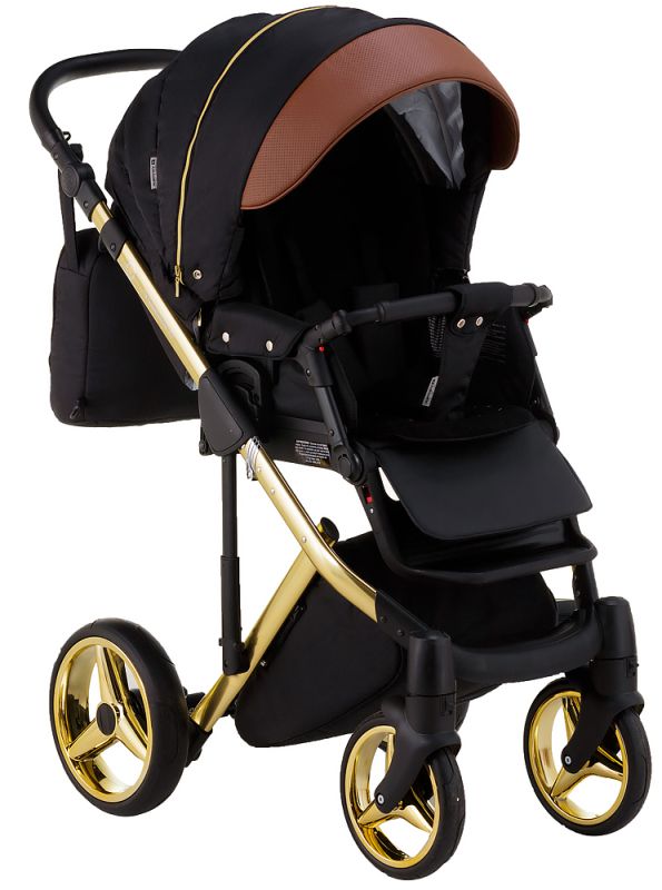 Коляска 2 в 1 Adamex Luciano Polar (Gold) Y800 коричневий (шкіра) - чорний