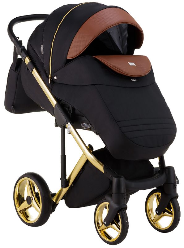 Коляска 2 в 1 Adamex Luciano Polar (Gold) Y800 коричневий (шкіра) - чорний