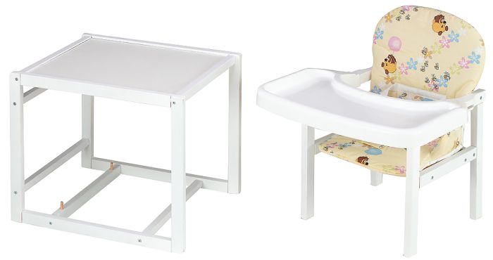 Стільчик-трансформер Babyroom Поні-240 білий пластикова стільниця бежевий (вінні пух)
