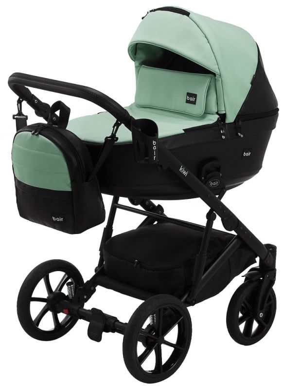 Коляска 2 в 1 Bair Kiwi кожа 100% BK-8/15 мятный - черный