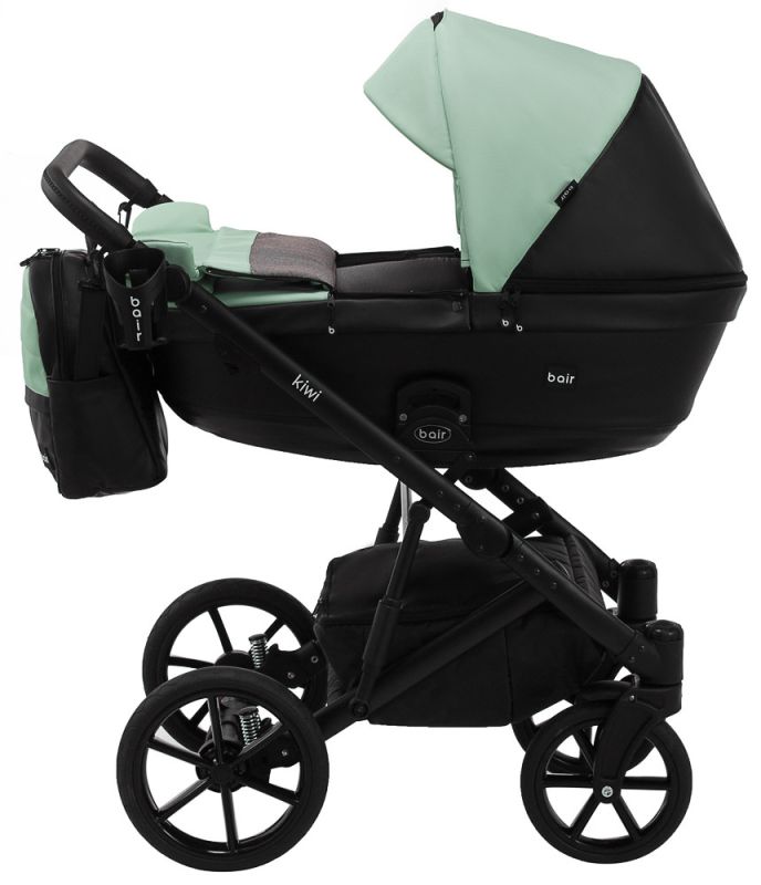 Коляска 2 в 1 Bair Kiwi кожа 100% BK-8/15 мятный - черный
