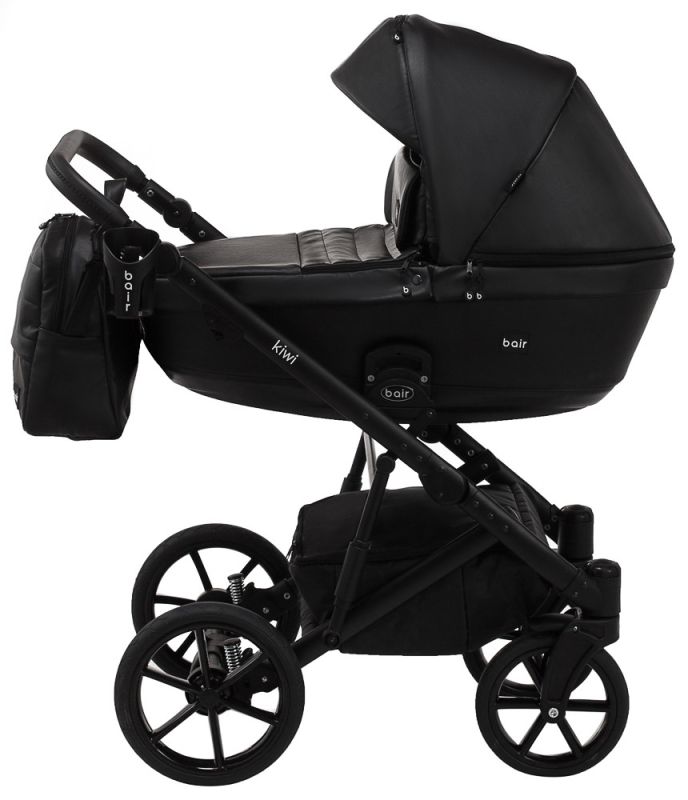 Коляска 2 в 1 Bair Kiwi кожа 100% BK-15 черный