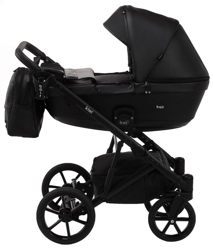 Коляска 2 в 1 Bair Kiwi кожа 100% BK-15 черный