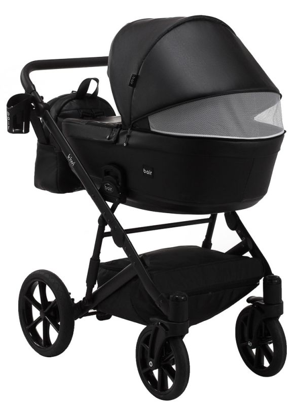 Коляска 2 в 1 Bair Kiwi кожа 100% BK-15 черный