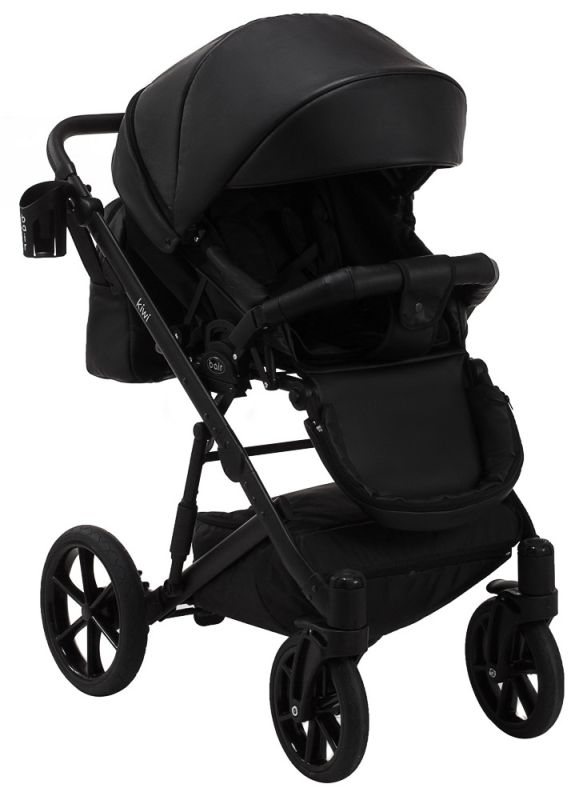 Коляска 2 в 1 Bair Kiwi кожа 100% BK-15 черный