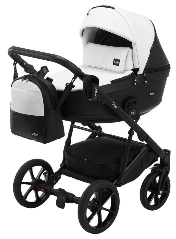 Коляска 2 в 1 Bair Kiwi шкіра 100% BK-51/15 білий - чорний