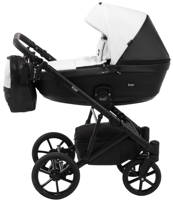 Коляска 2 в 1 Bair Kiwi шкіра 100% BK-51/15 білий - чорний