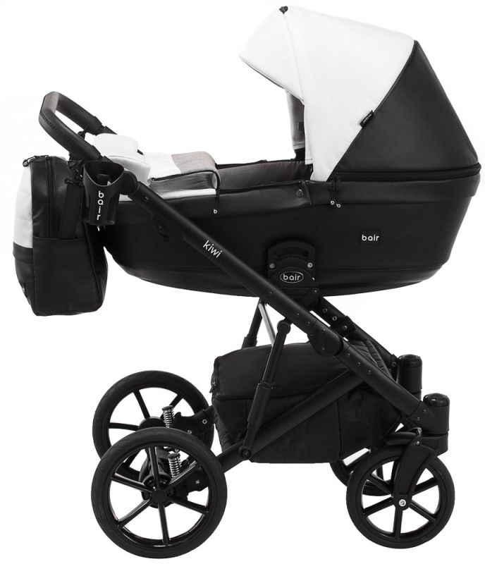 Коляска 2 в 1 Bair Kiwi шкіра 100% BK-51/15 білий - чорний