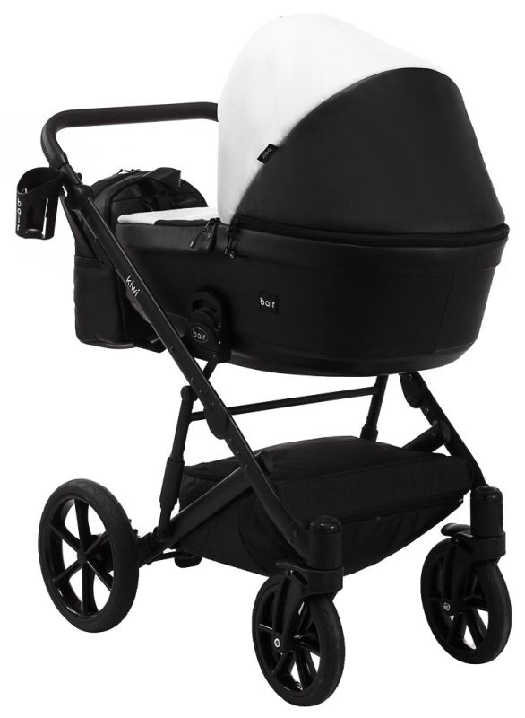 Коляска 2 в 1 Bair Kiwi шкіра 100% BK-51/15 білий - чорний